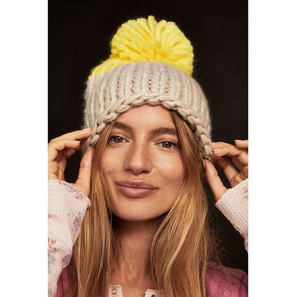 FREE PEOPLE Cozy Up Color Blocked Beanie In Black - Picture 4 of 4